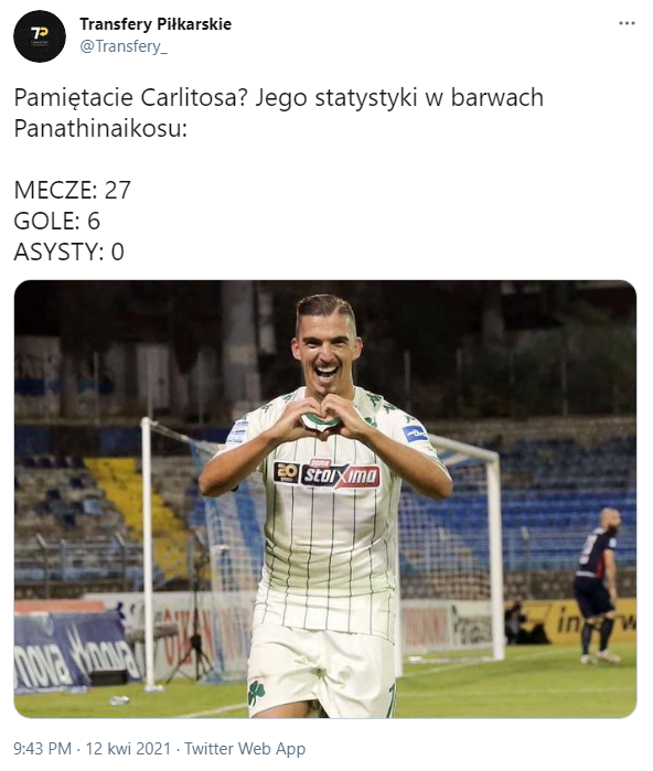 STATYSTYKI Carlitosa w barwach Panathinaikosu
